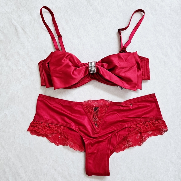 🆕️Victoria's Secret Dream Angels Wicked Unlined Bow Balconette Bra & Panty - Picture 16 of 16